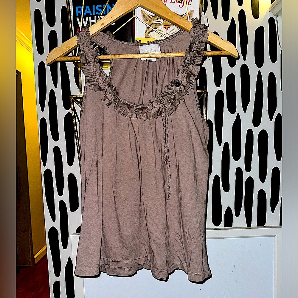 Vintage Anthropologie - Deletta Mauve Embellished Tank